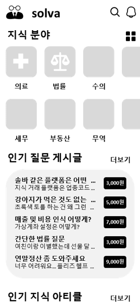 SOLVA 앱 홈 화면